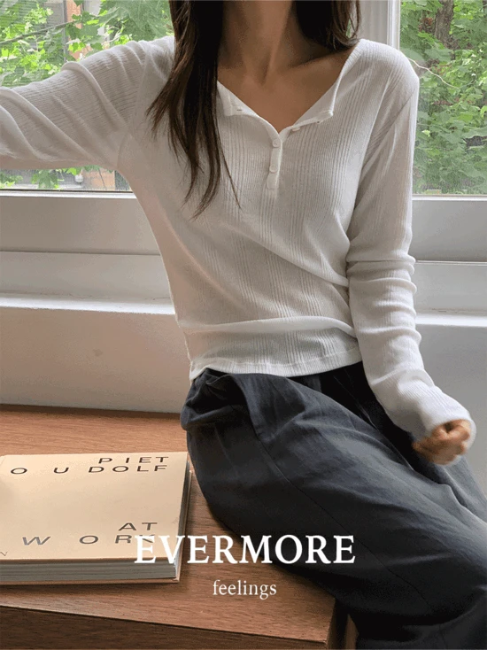 [evermore] 엘트 헨리넥 티셔츠(2color)