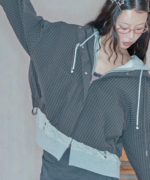 체크 후드 점퍼_MIWJJFT31C