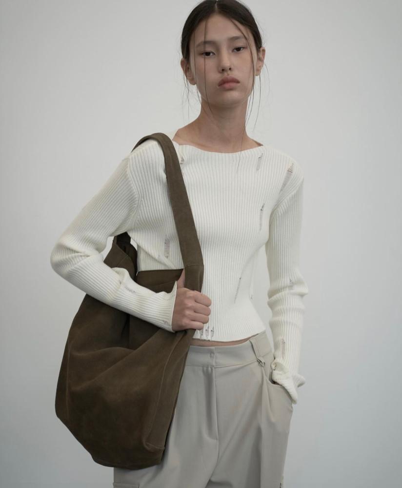 시티 스웨이드 백 소가죽 숄더백