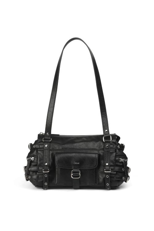 BELTED POCKET MINI SHOULDER BAG IN BLACK