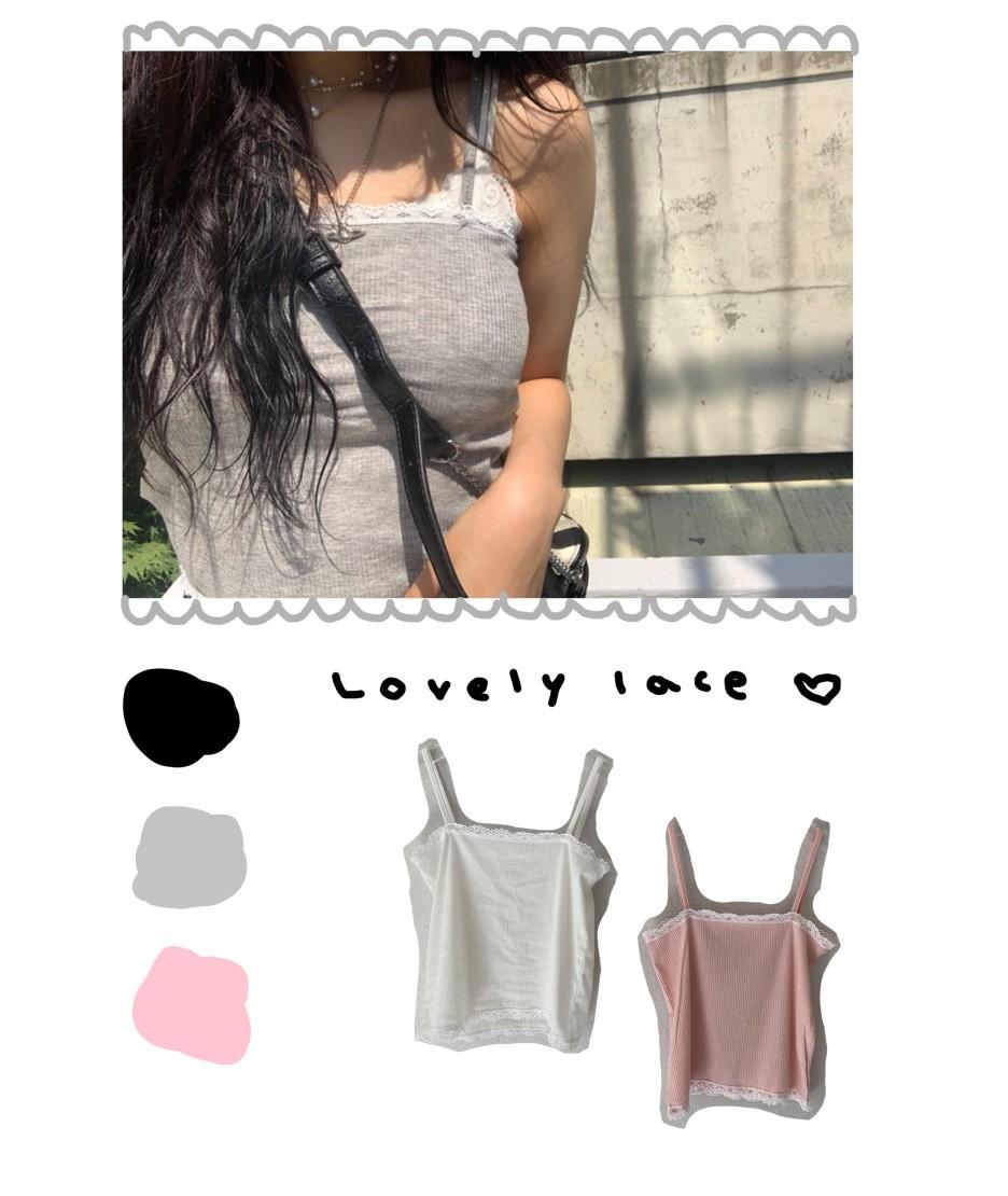 season off!! Lovely lace sleeveless (4color)