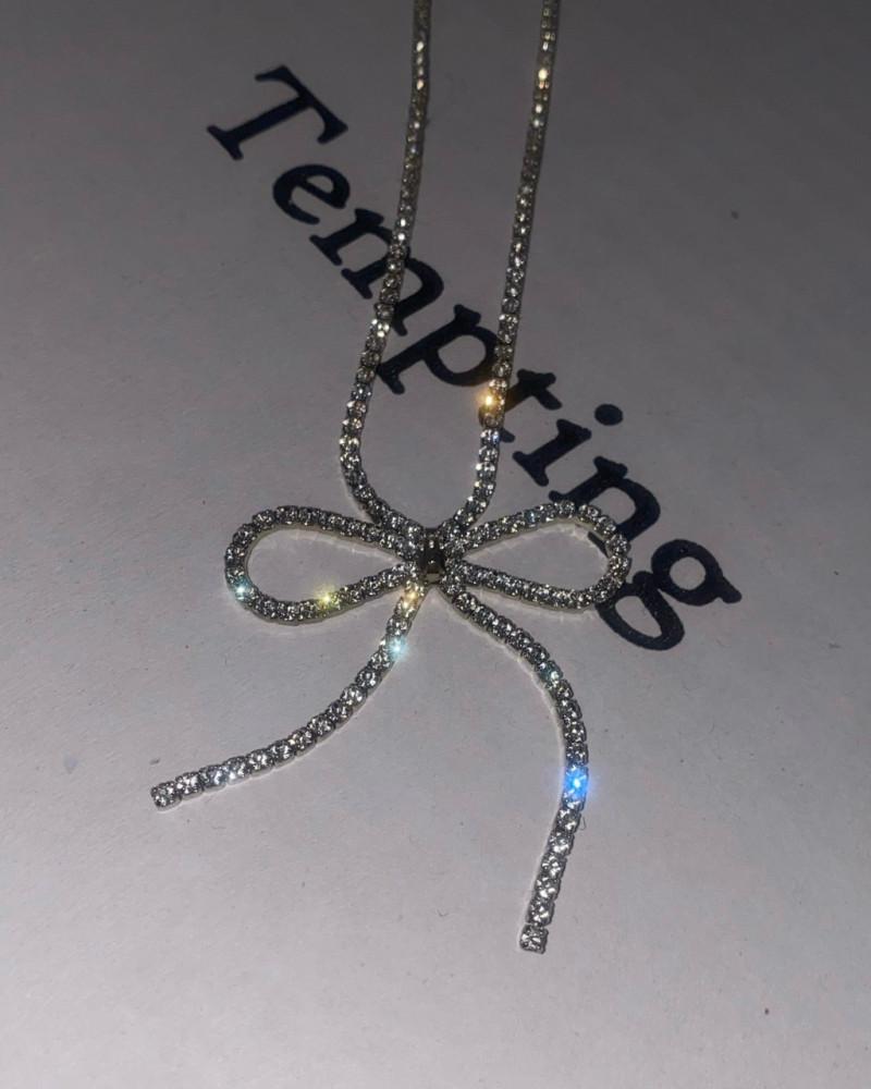 TEMPTING 템팅 리본드 네크리스 큐빅 실버 목걸이 (1color)