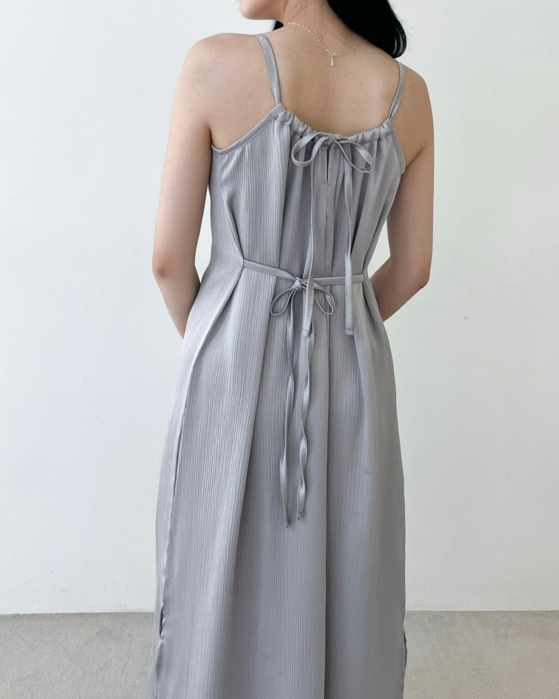 [MADE] 펄스 새틴 레이어드 셔링 원피스 [3co] *당일발송