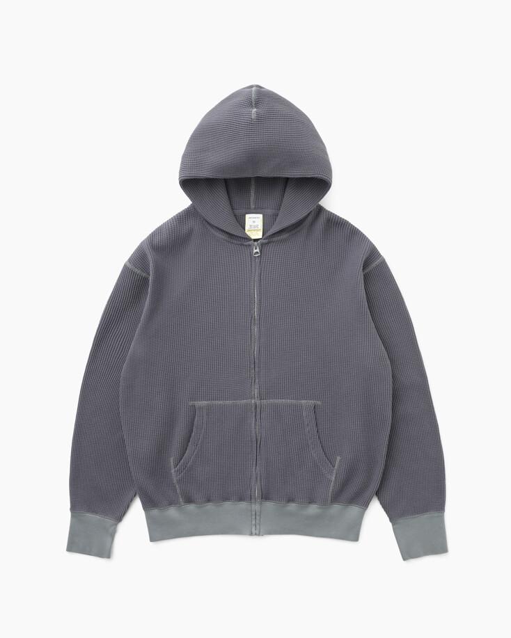 Waffle Full Zip Hoodie Faded Black