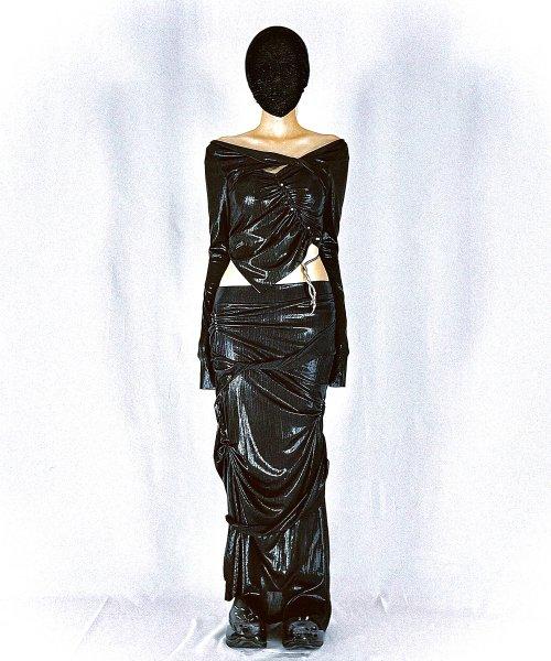 metal warp turn skirt - black