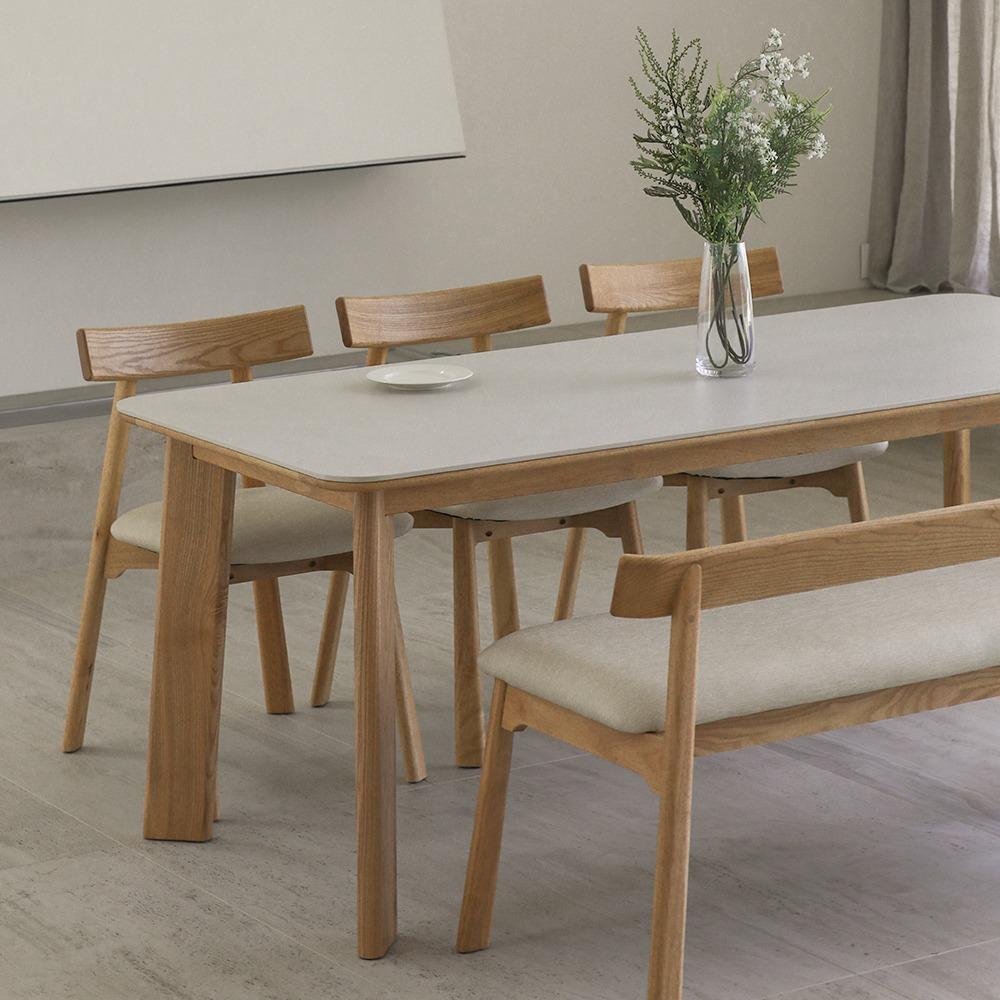 몬드 내추럴 애쉬 원목 통 세라믹식탁 세트 4인용 6인용 1400 1600 1800