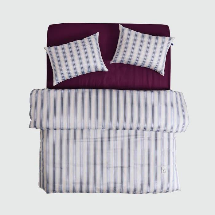 [29CM 단독] 파우더블루 스트라이프 60수 고밀도 순면 차렵이불 2Sizes