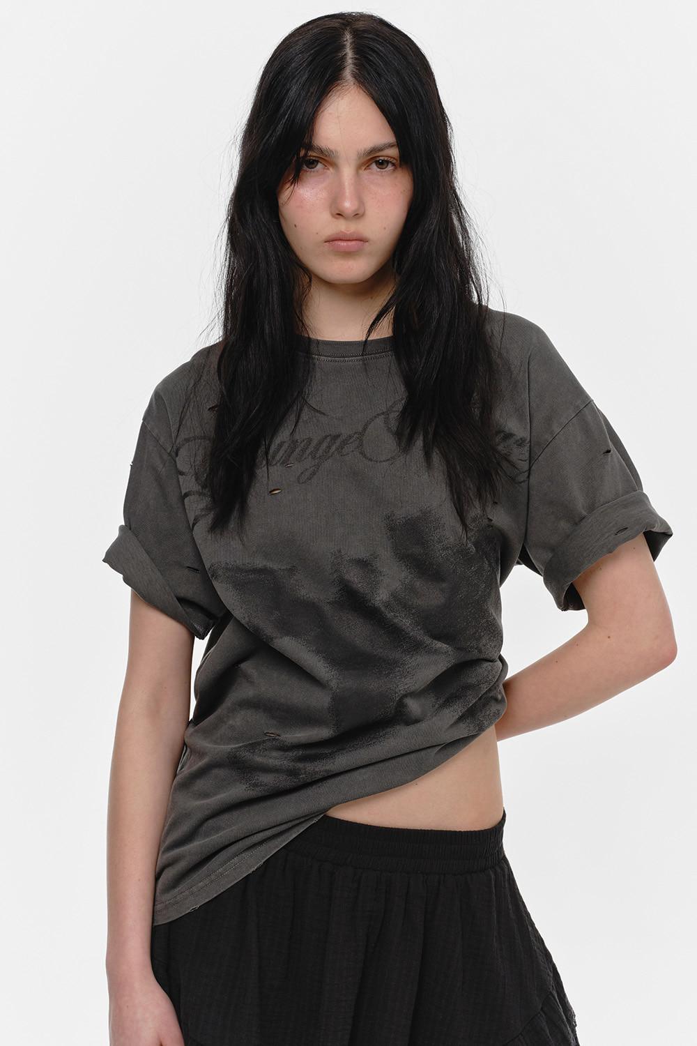 DISTROYED DEVIL OVERFIT T-SHIRT, CHARCOAL
