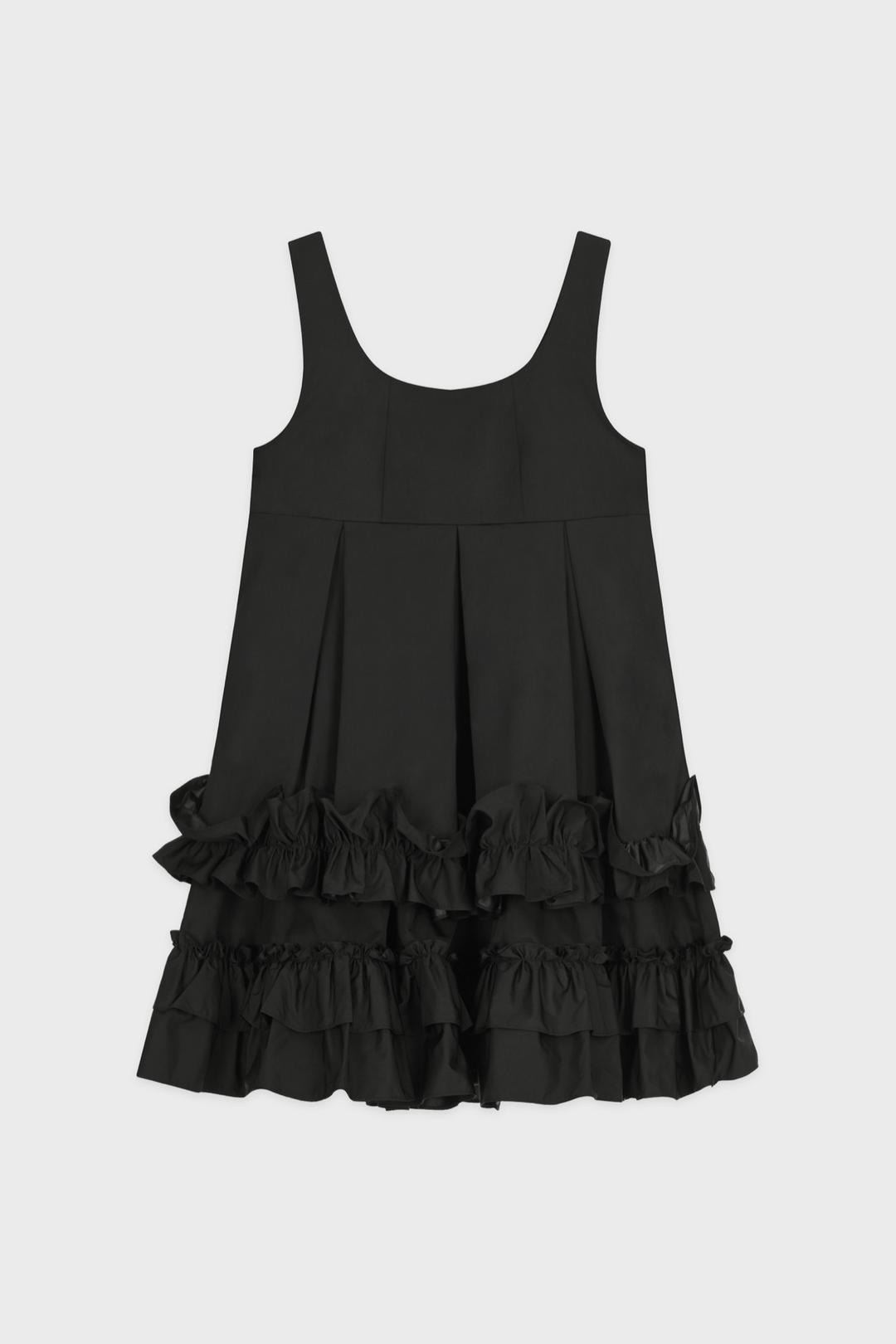 Frill Sleeveless Dress (Black)