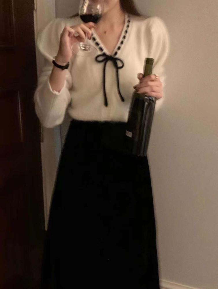 리본니트CD (5col) 러블리 울가디건 보송보송 연말 데이트룩 리본가디건