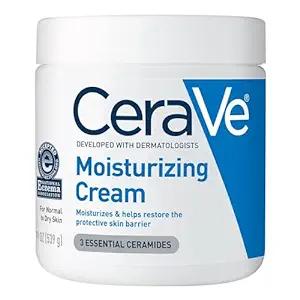 CeraVe 모이스처라이징 크림, 건조한 피부용 바디 앤 페이스 모이스처라이저, 히알루론산 및 세라마이드가 함유된 바디 크림, 보통, 무향, 561.9ml(19액량온스)