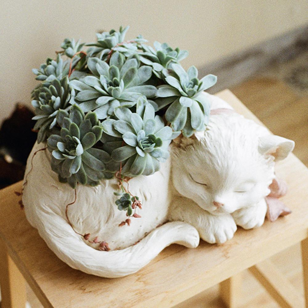 빈티지 고양이 다육이 화분 거실 인테리어 소품