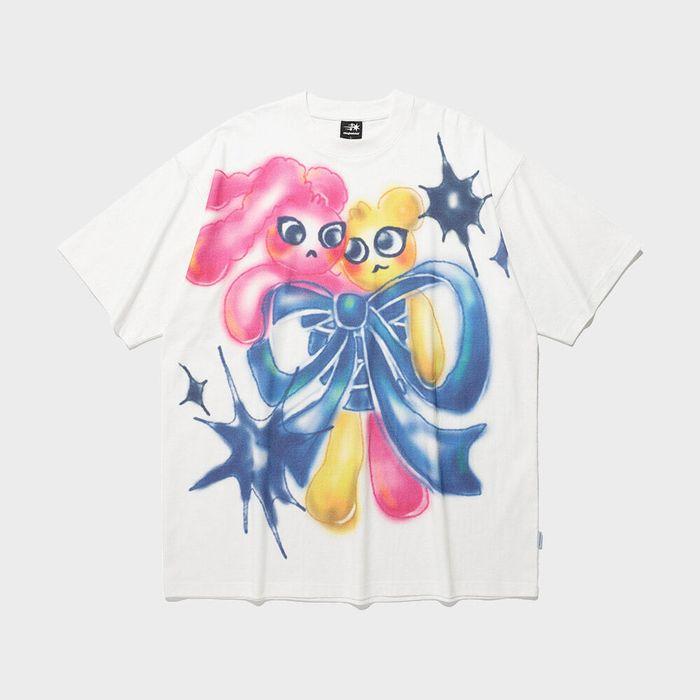 BUNNY BEAR SPRAY ART BIG BIG TEE_WHITE(NG2FMUT509A)