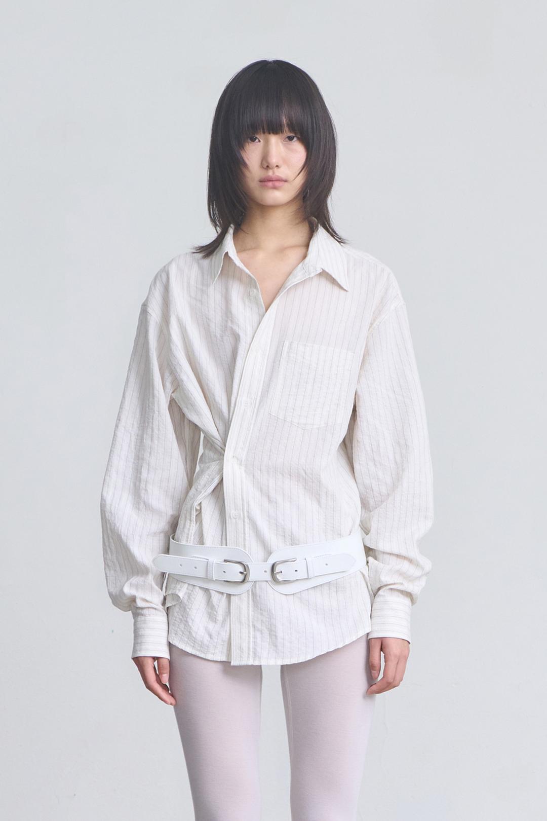 Striped Oversized Shirt _ Ivory