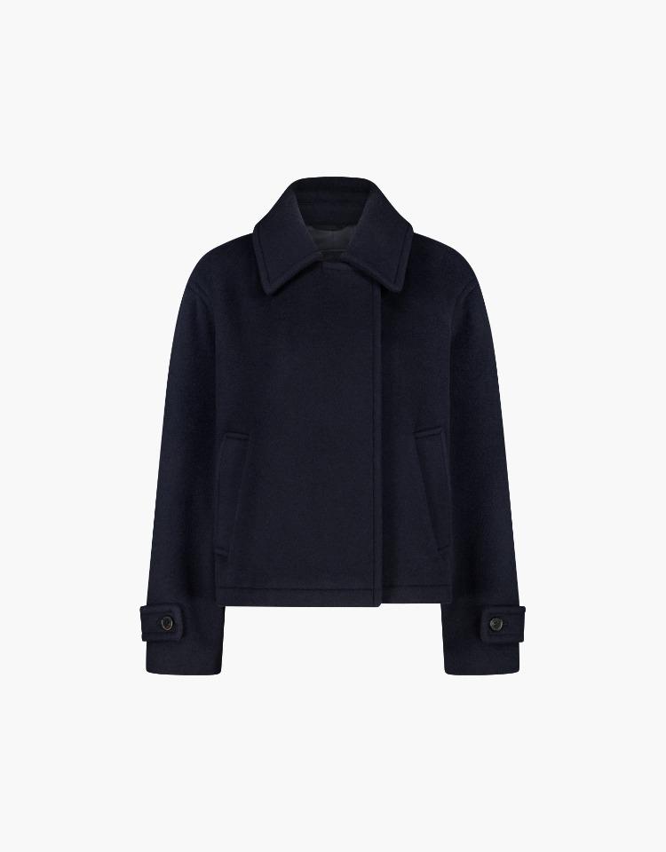 wool short coat - navy