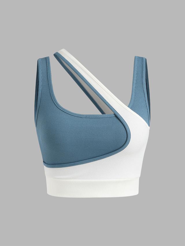 Two Tone Asymmetrical Neck Tank Top