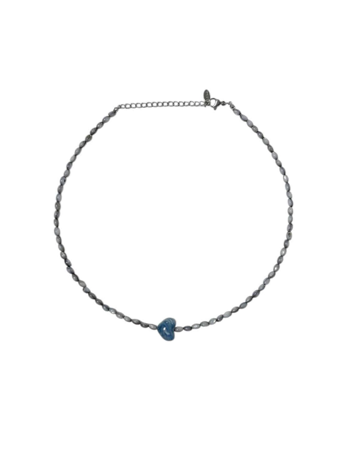 물결 하트 비즈목걸이