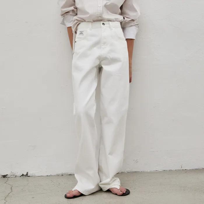 [12차리오더,숏기장,이디 착용] 시그니쳐 세미 와이드 데님 팬츠_CREAM WHITE