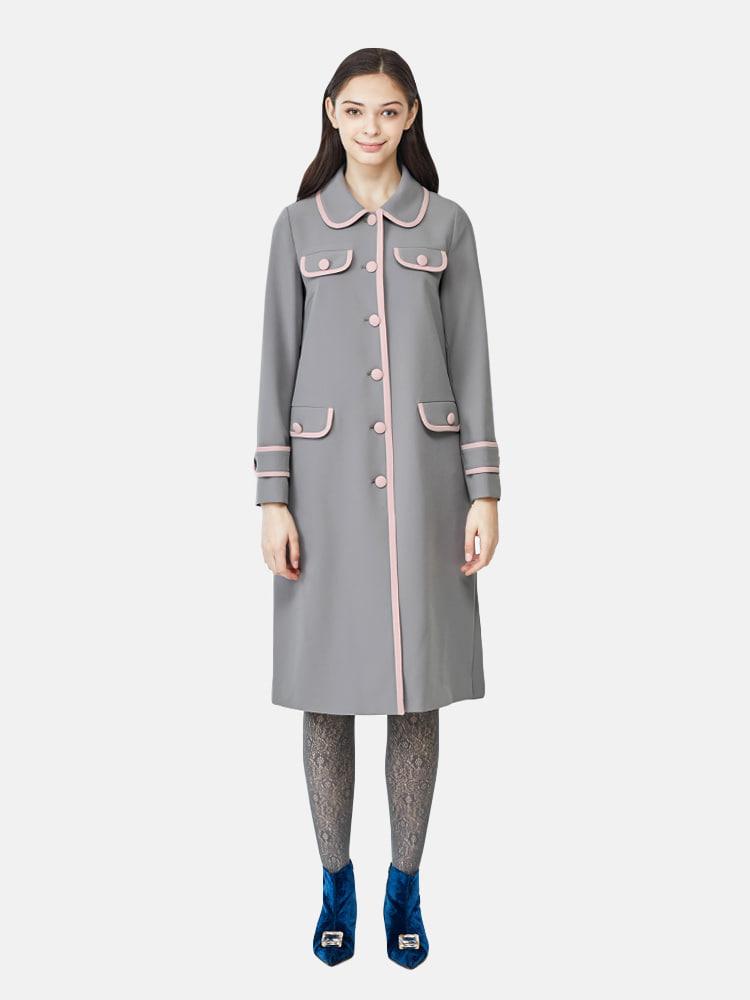 주문 제작 핑크 라인 그레이 코트