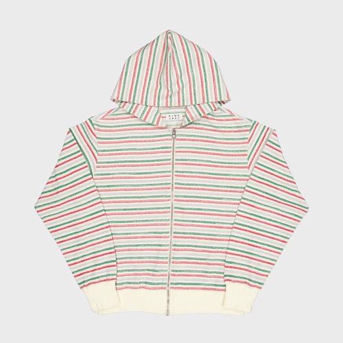 Striped Zip-up Hoodie (Ivory)