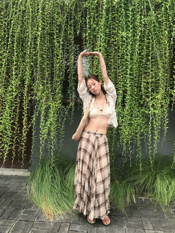 (당일발송) bonny check skirt