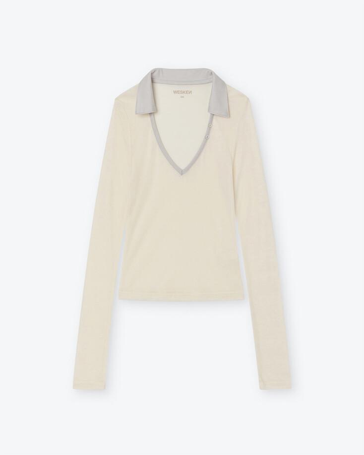 SHEER COLLAR LONG SLEEVE (CREAM)