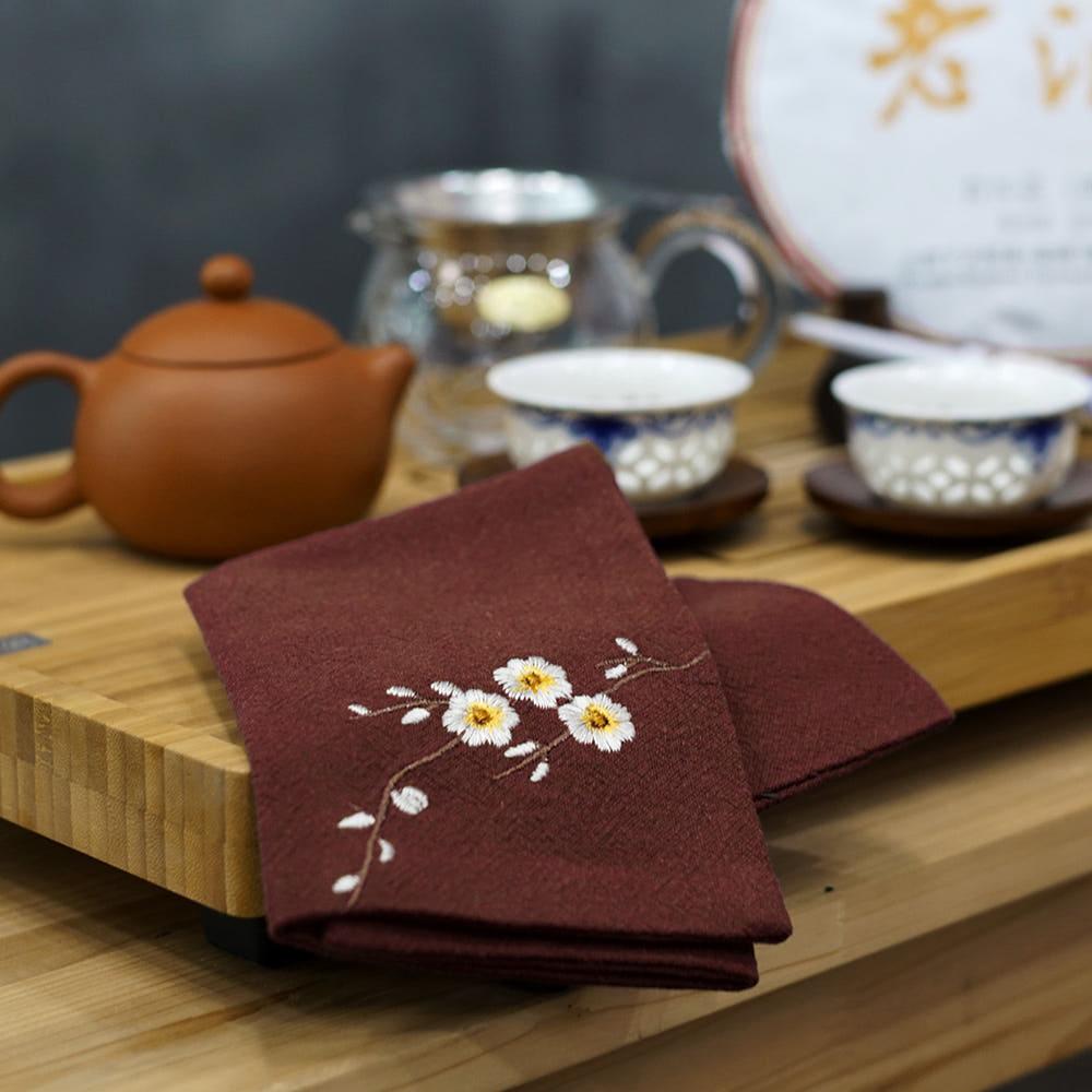 다포 자수꽃 고급 다건 자색