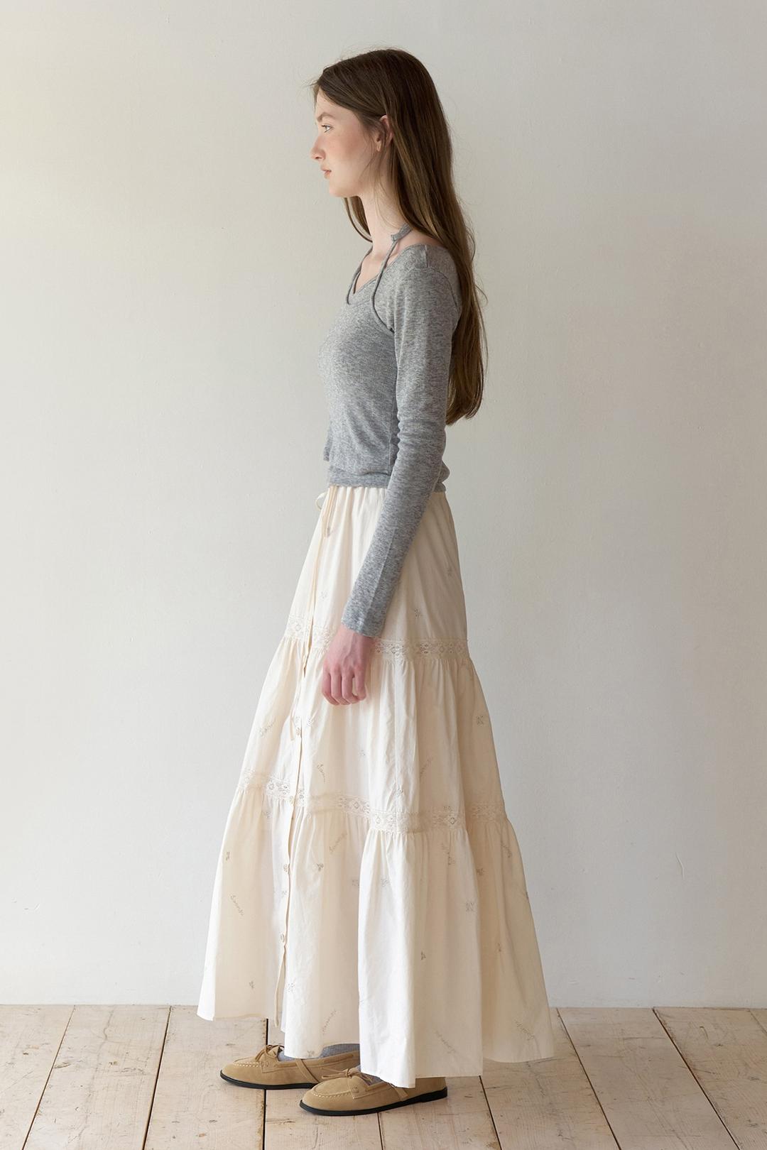 Silvery Full Skirt (Beige)