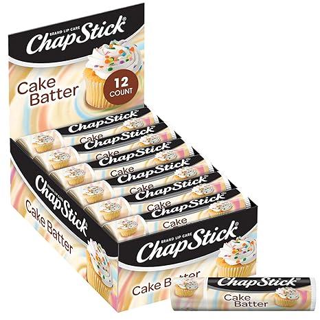 ChapStick Lip Moisturizer, Cake Batter, 12-Pack – Bulk Lip Balm, Irresistible & Sweet, 0.15 Oz Ea
