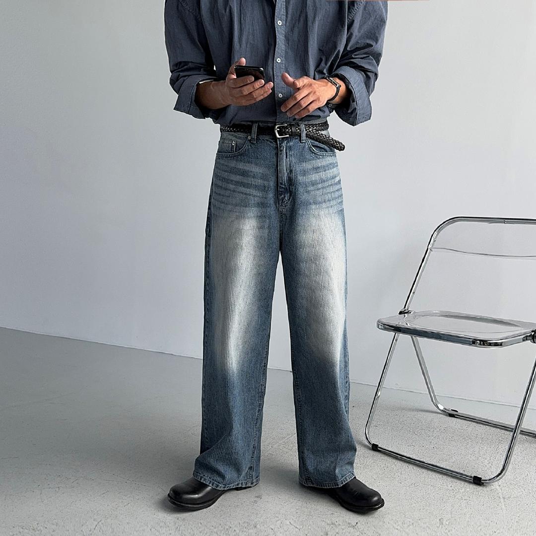 골지 데님 와이드 팬츠 2color