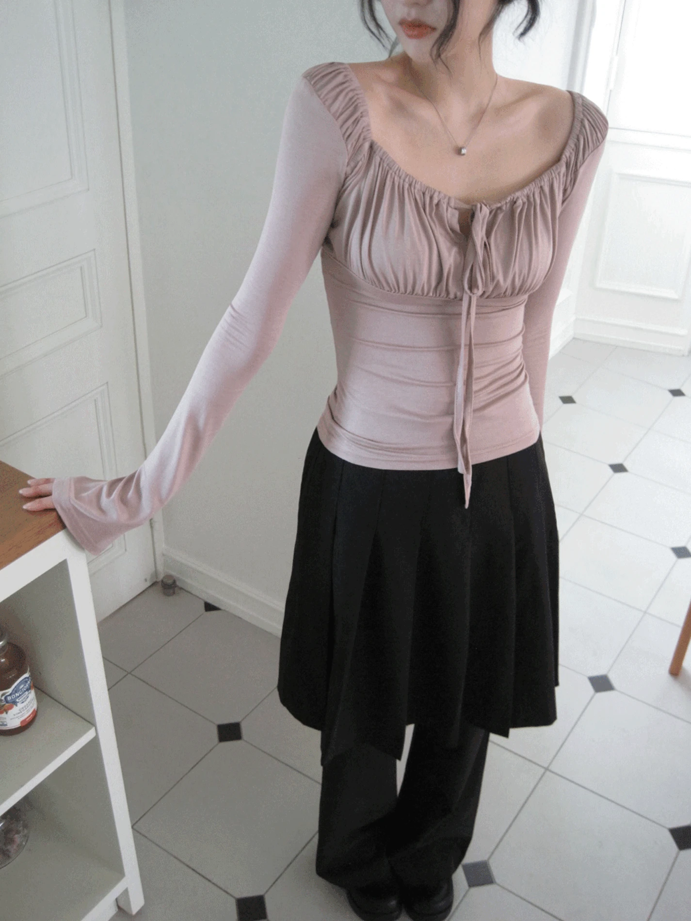 에르 셔링 퍼프 티셔츠 (3color)