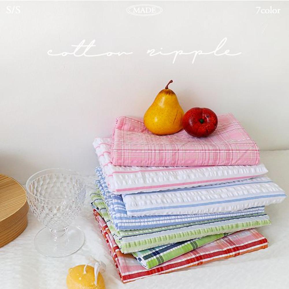 [자체제작] 워싱면혼방 쾌적함과 청량감 가득 시어서커 리플원단 시트롱 7종