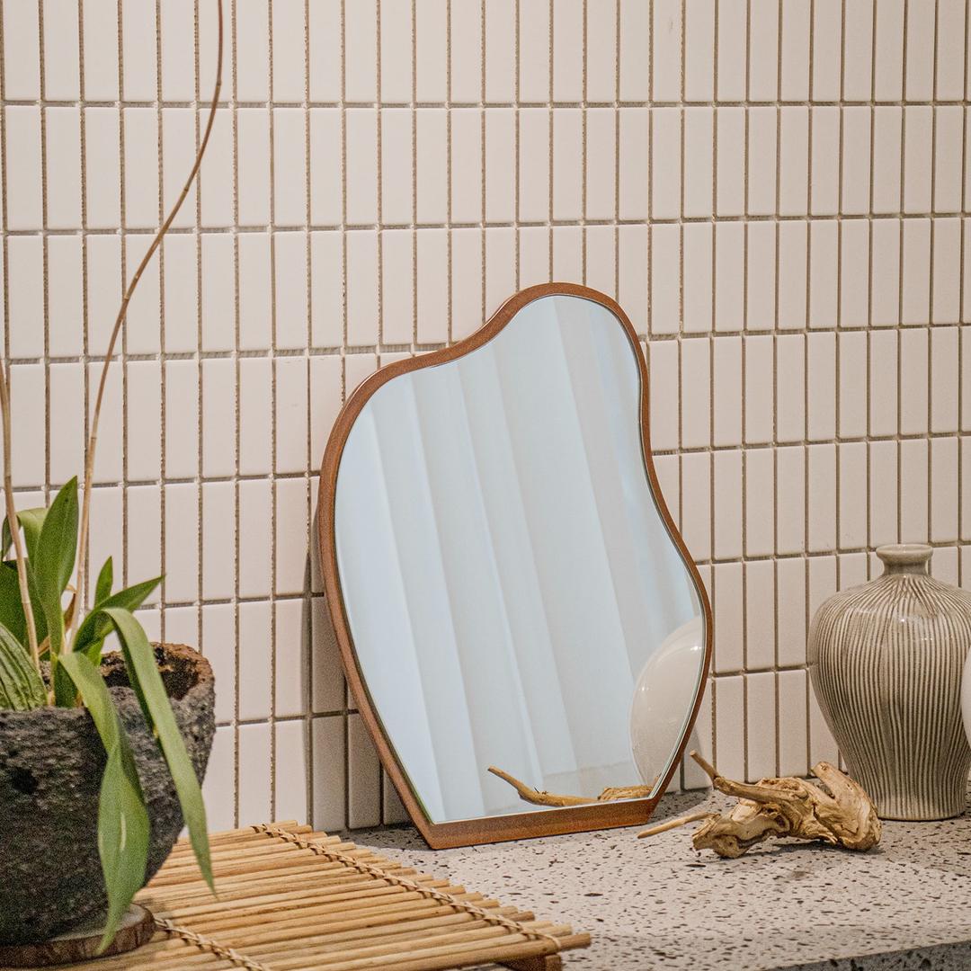 루아 원목 비정형 탁상거울 S 2 colors