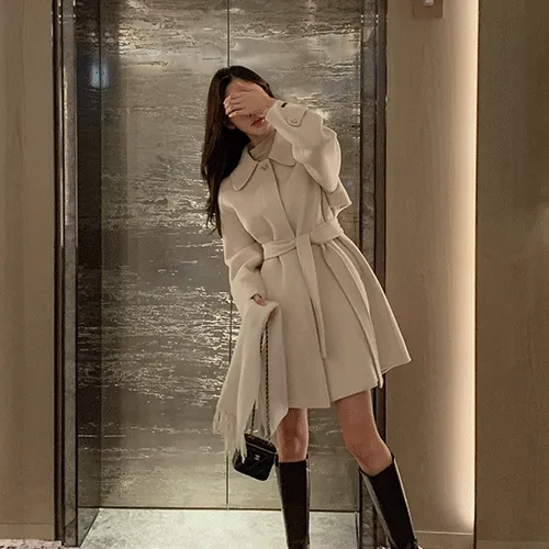 [울70%][자체제작] Premium 마멜 울 핸드메이드 하프 코트