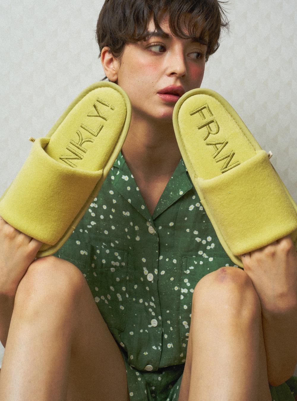 Terry Square Slipper - Max Cushion, Lime