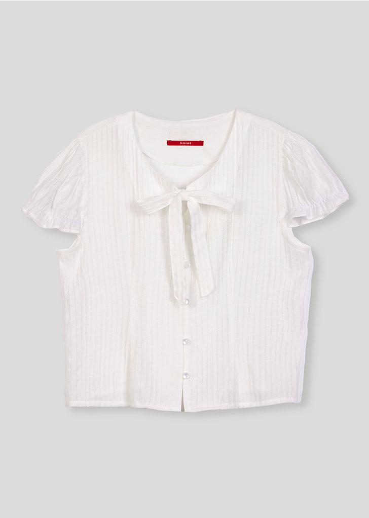헤인트 [7/4 예약배송] BELL PINTUCK SHIRRING TIE BL_IVORY