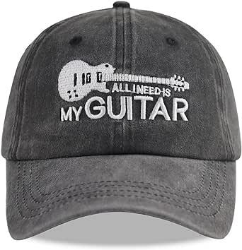 Unisex Guitar Accessories, Guitar Gifts for Men and Women Unique Denim Baseball Hat, Music Hat Guitar Gear Vintage Adjustable Cotton Dad Baseball Caps for Musicians Guitar Lovers