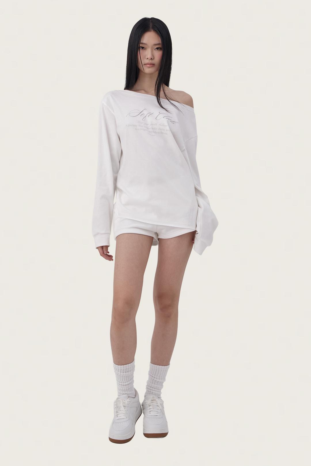 Soft Club one-shoulder sweatshirt, White