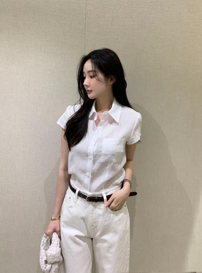 마일드 린넨 하프 셔츠