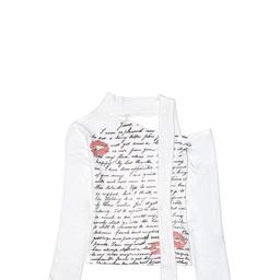 Lettering Scarf Thermal Long Sleeve WHITE