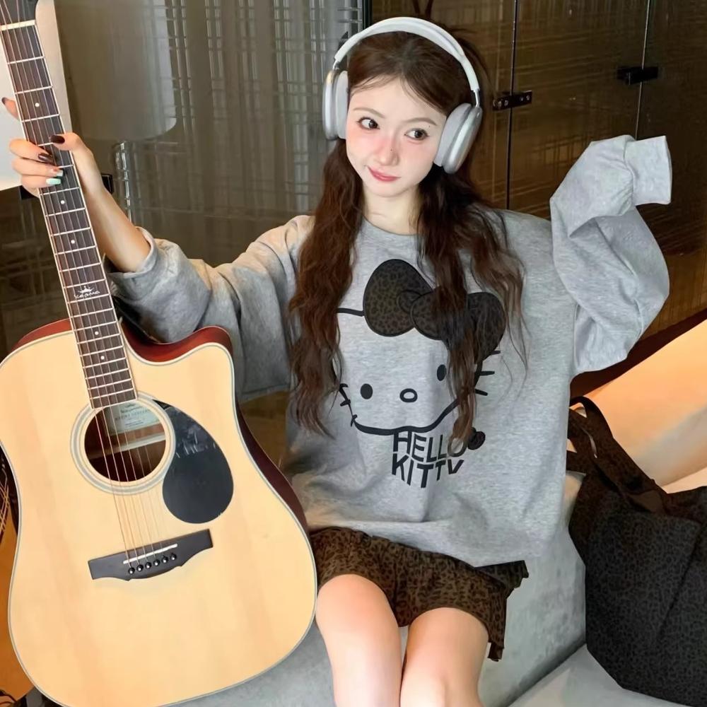 가을 겨울 심플 키티 캐릭터 오버핏 맨투맨