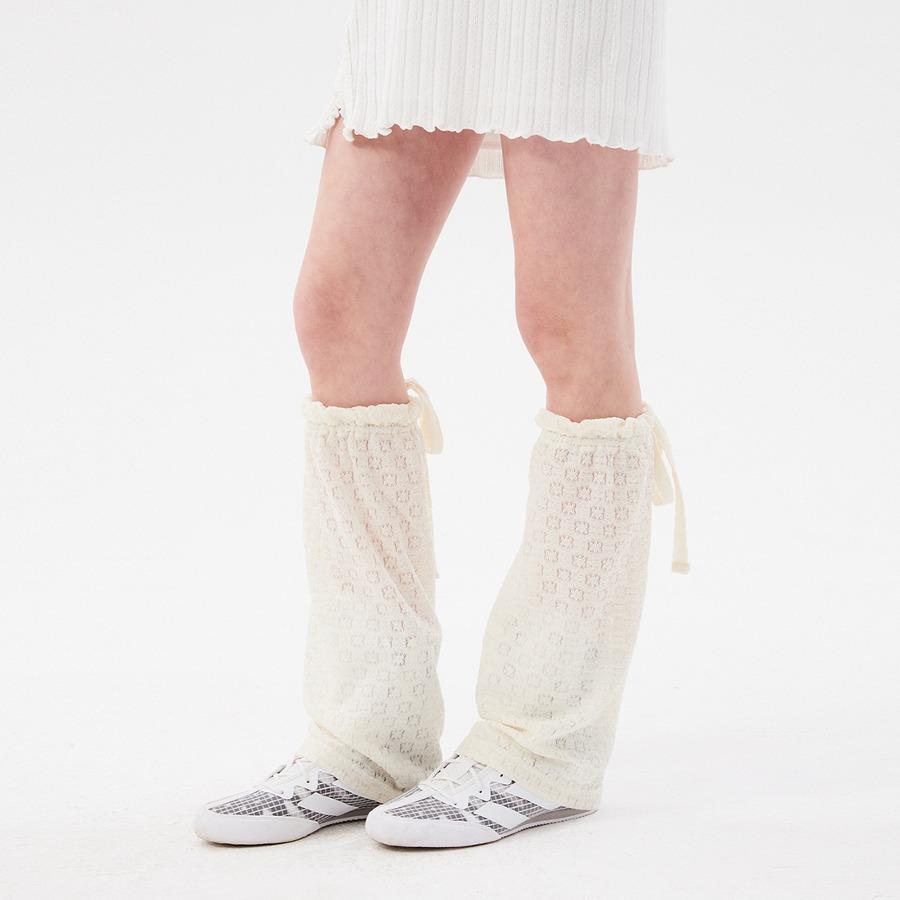 체리 레이스 리본 오버 니삭스 [아이보리]