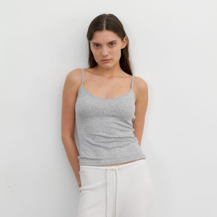 [2차 입고]Ribbed Pad Cup Top - Gray