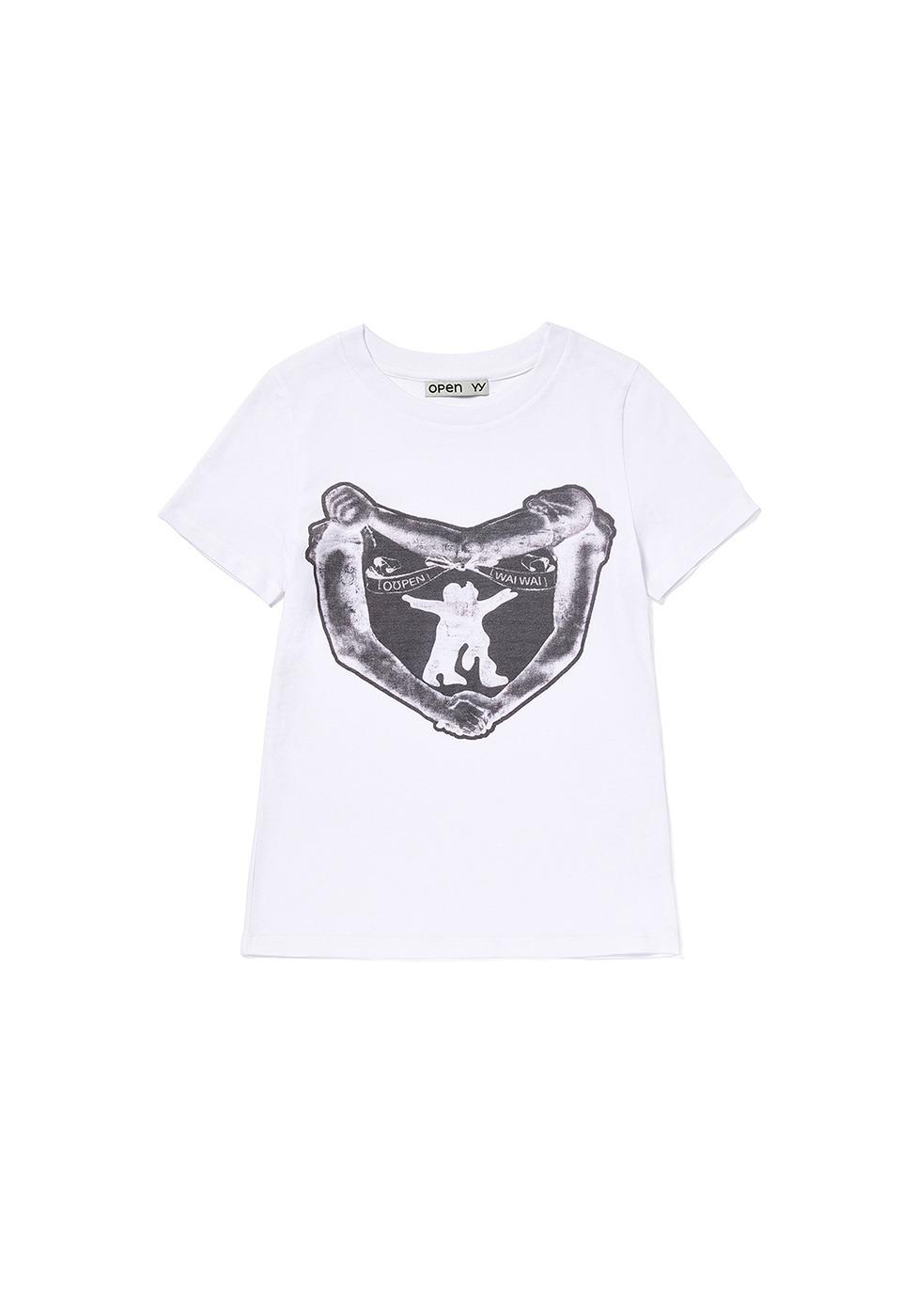 YY HUG&HEART T-SHIRT, WHITE