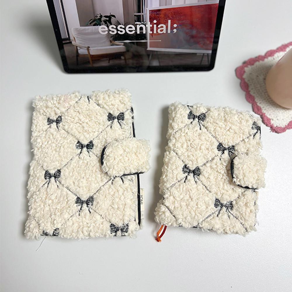 뽀글이 리본자수 다이어리 커버 요미상점 A6다이어리 B6다이어리