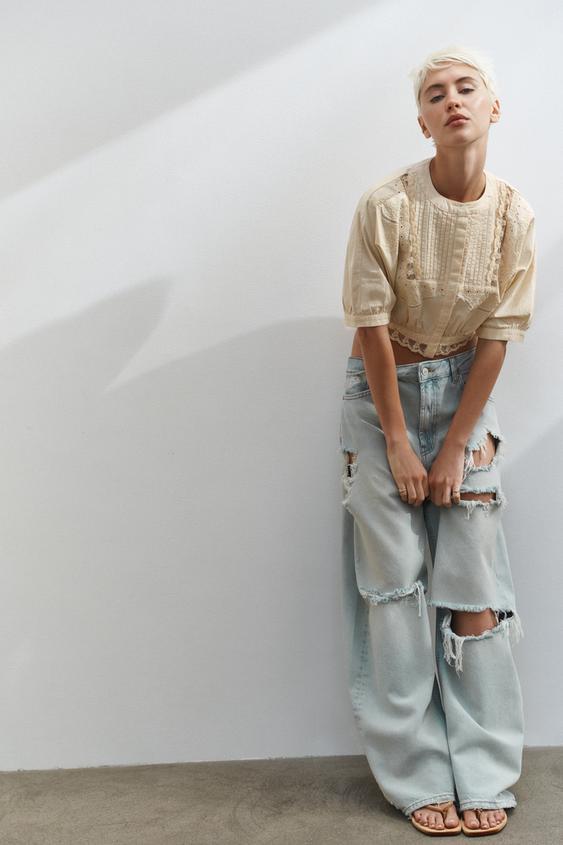 TRF 미드라이즈 배기 청바지