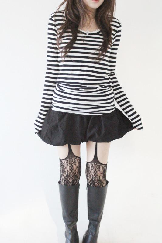 stripe long tee (2color)