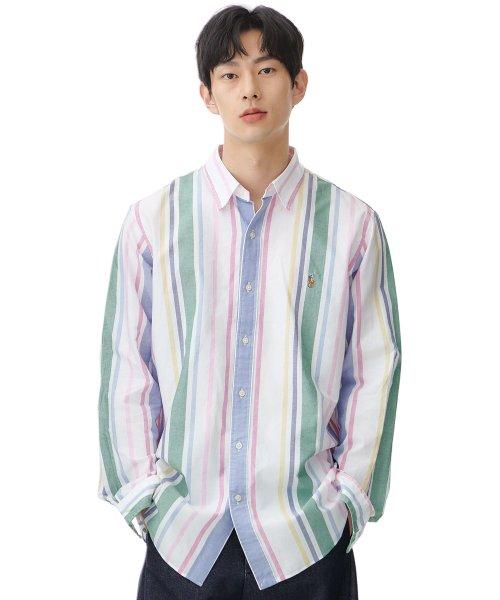 커스텀핏 스트라이프 옥스포드 셔츠 - 멀티