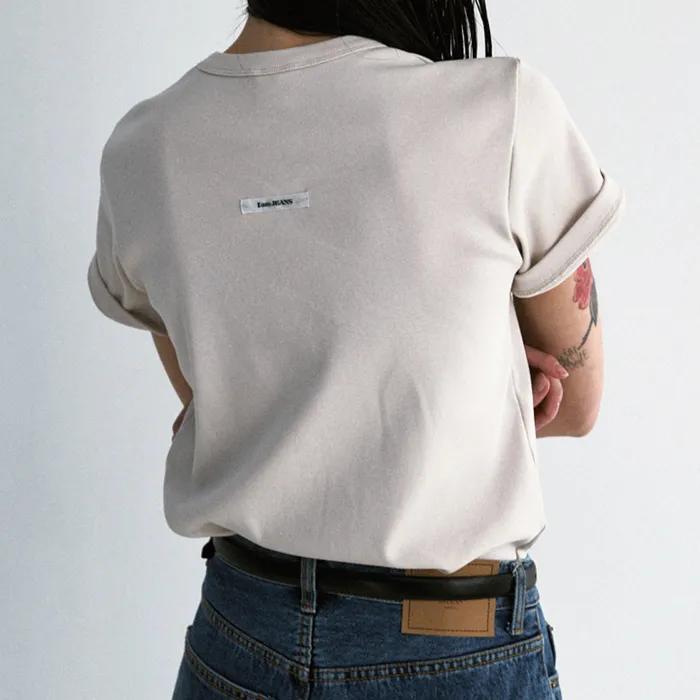 Crew Neck Cotton Tee_Beige
