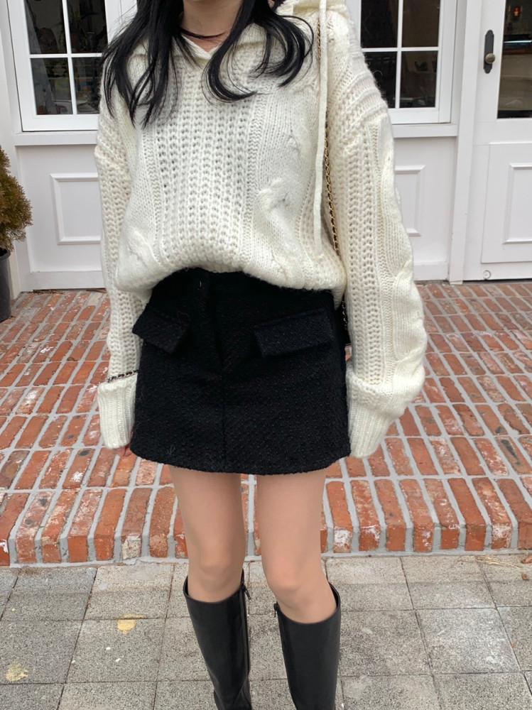 [르아브르][아이당일] 케이블 알파카 후드니트, 여자니트